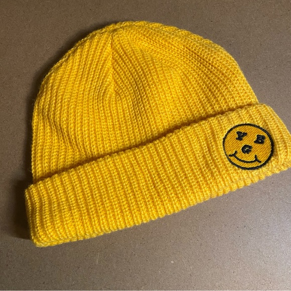 Accessories Yellow Knit Beanie Smiley Face Poshmark